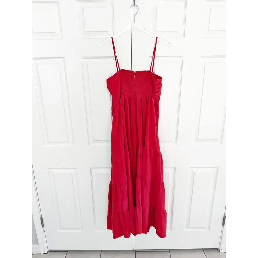 Abercrombie & Fitch Emerson Red Tiered Maxi Dress Strapless Convertible Resort